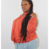 Open Shoulder V Neck Long Sleeve Top - Image 2